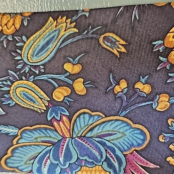 100% silk mens tie by B. ullock & Jones floral grays gold purple. - Picture 3 of 6